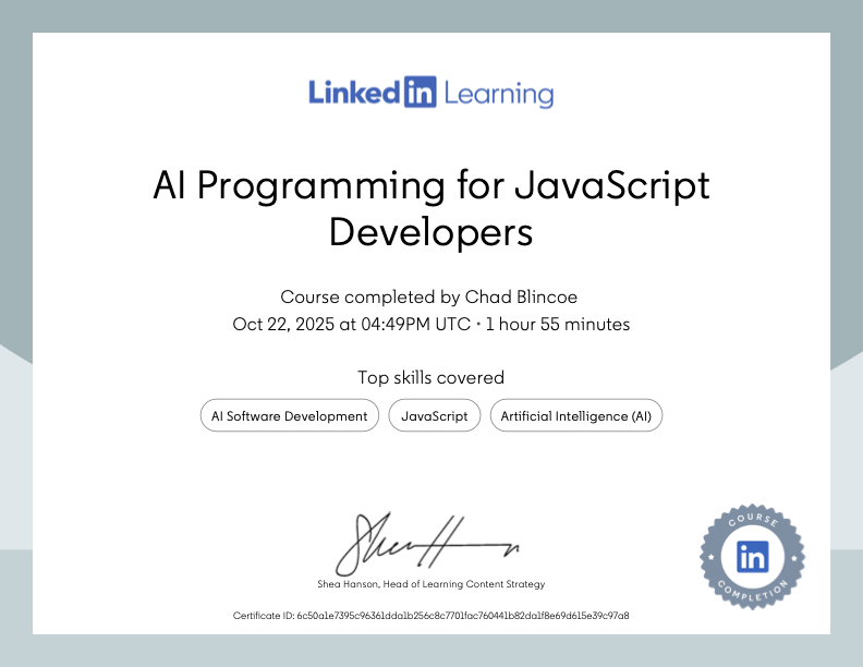JavaScript AI Programming certification