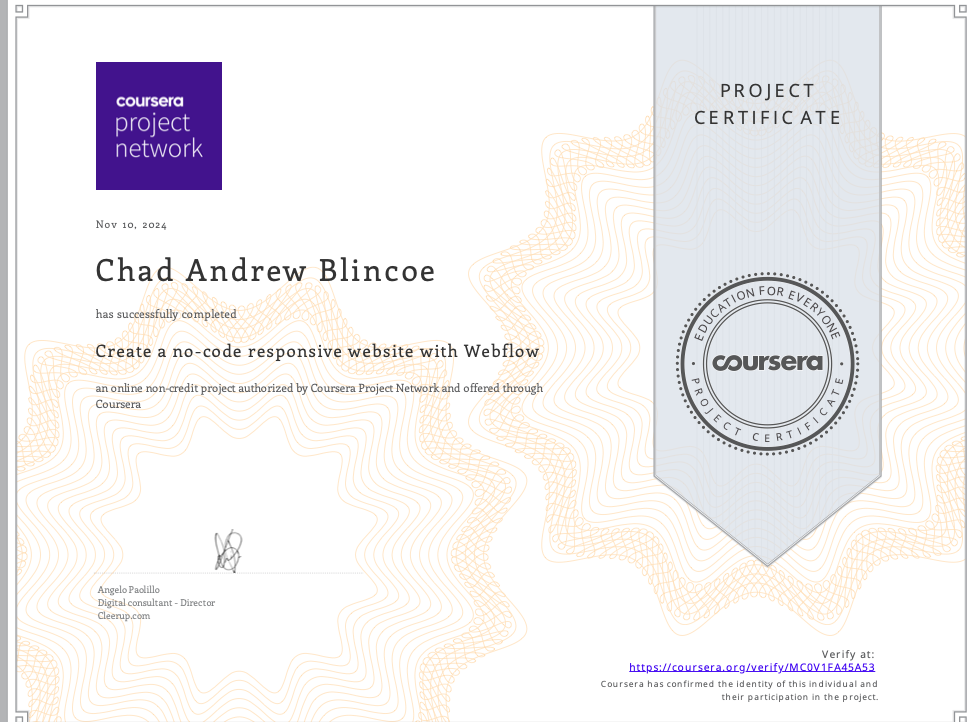 Webflow no-code certification
